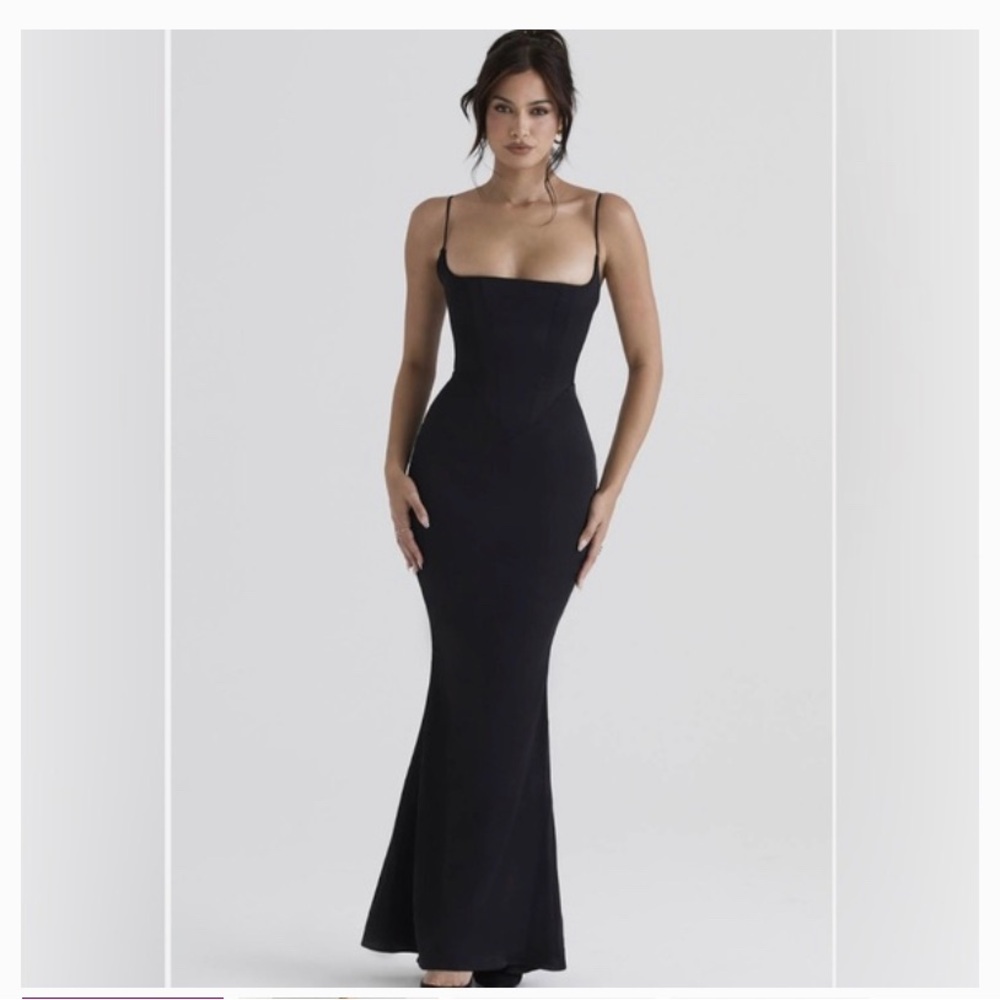 Olivette lack Satin Corset Maxi Dress